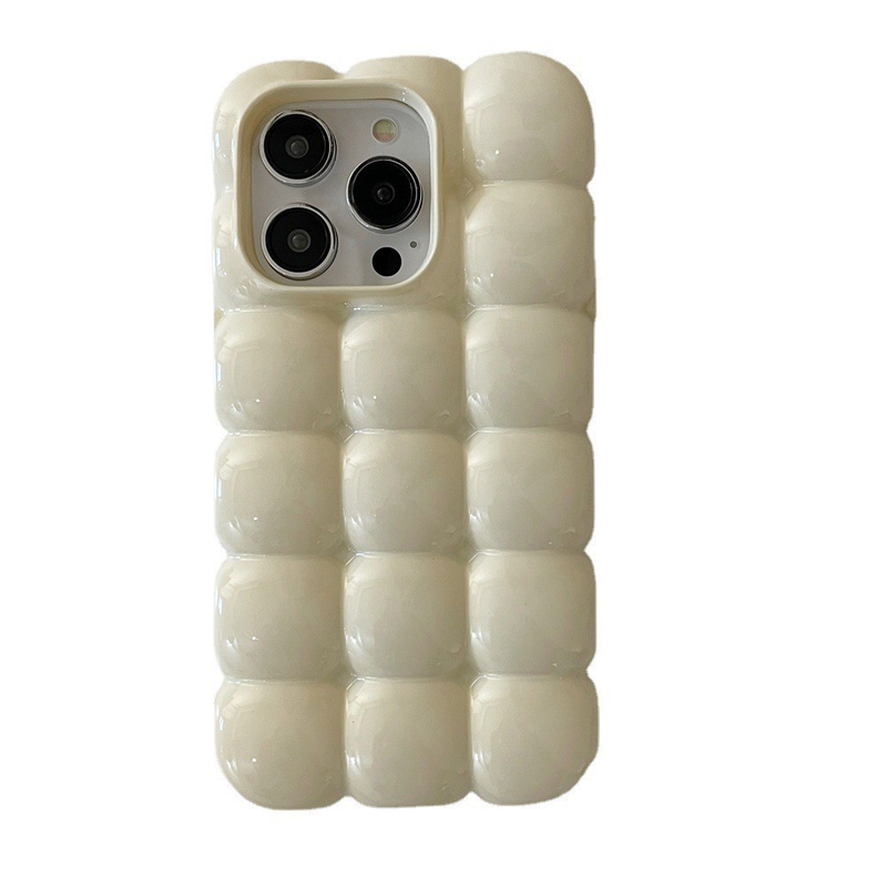 Solid Color Puff Egg Waffle Phone Compatible With IPhone 16 15 Pro Max 3D 14 Niche 13 Soft Case_voghion.com