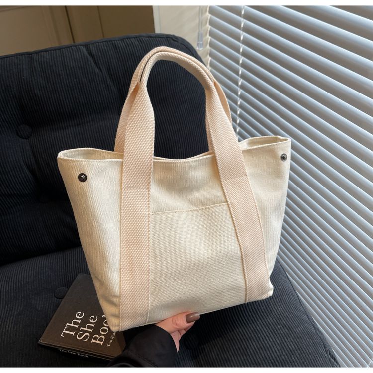 New Korean And Japanese Style Simple Canvas Handbag For Women, Artistic Fashion Tote Bag, Portable Student Lunch Box Bag_voghion.com