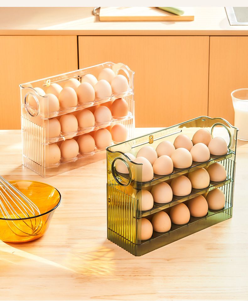 Automatic Flip Refrigerator Side Door Rack Kitchen-Specific Tray Storage Artifact Duck Egg Box_voghion.com
