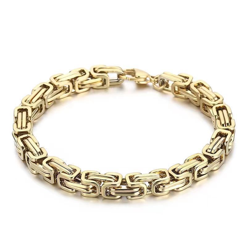 Domineering European And American Retro Trendy Men's Titanium Emperor Chain Ti Wang Stainless Steel Square Buckle Cuban_voghion.com