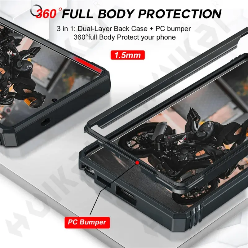 Hülle fir Samsung Galaxy S25 S24 S23 S22 Ultra Plus A55 A56 A36 FE 4G 5G Slider Kamera Schutz 360 Vollschutz Klammer Cover_voghion.com