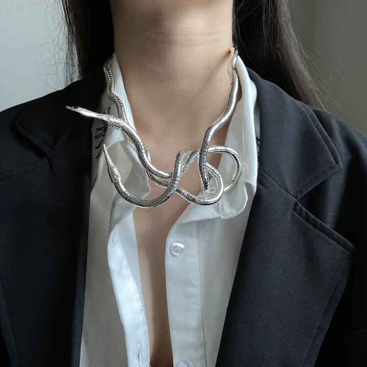 Trendy Jewelry Snake Necklace Hot Selling Personality Design Soft Metal Necklace For Women Gift_voghion.com