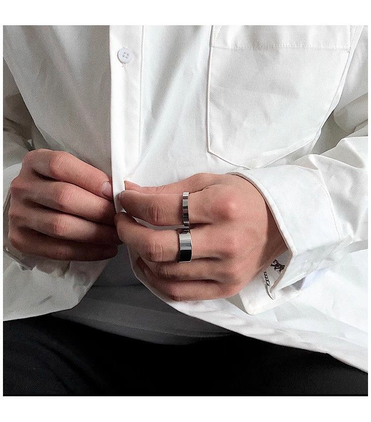 for Men And Women, Niche Design, Ins Style, Minimalist Titanium Steel Plain Band, Index Finger Tail Ring, Couple Rings_voghion.com