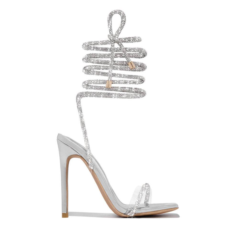 Women's shoes new high heel straps one strap slim high heels Roman stiletto open toed sandals Heels_voghion.com