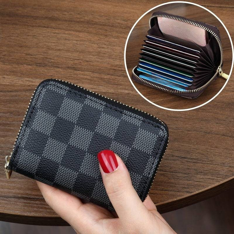 Anti-demagnetizacijos kelių kortelių lizdas didelės talpos kortelių laikiklis vyrams ir moterims vairuotojo pažymėjimas banko kortelių laikiklis mažas kortelių laikiklis užtrauktukas piniginė_voghion.com