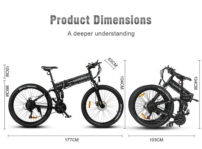 SAMEBIKE LO26-II-FT-YD Klappbar Elektrovelo 26" 48V14AH Batterie 900W Motor Hydraulesch Scheiwenbrems_voghion.com