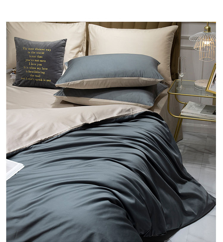 Copripiumino in puro cotone 60 pezzi tinta unita, set da tre pezzi, biancheria da letto in cotone semplice e liscio_voghion.com