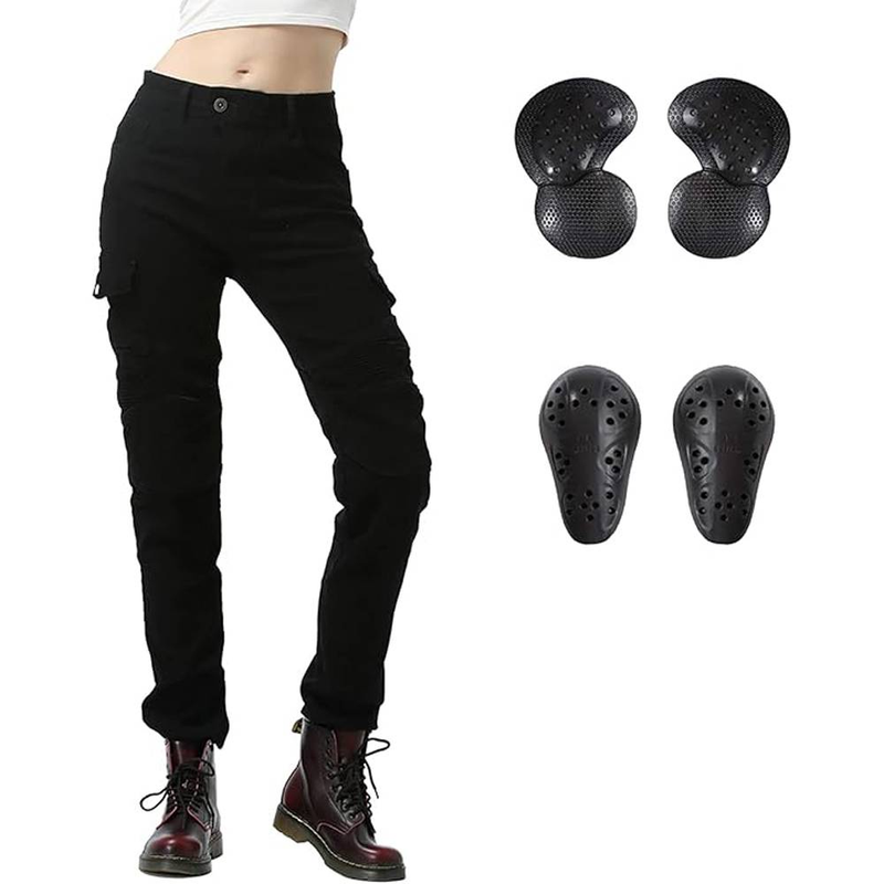 Motorcycle Riding Pants Motorcycle Jeans Slim Fit With CE Knee Hip Removable Protector Women's Armor_voghion.com