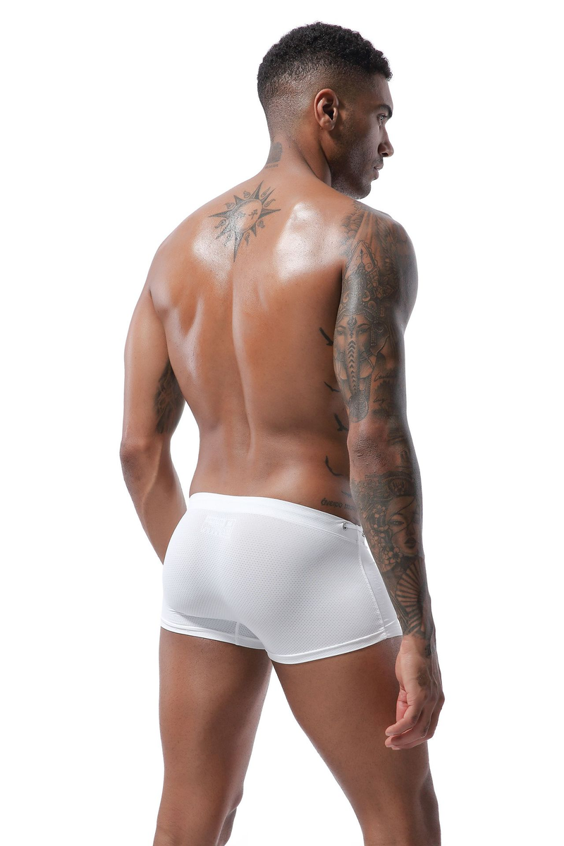 Men's Flat-angle Swimming Trunks, Low-waist Nylon Beach Trunks, Hot Spring Swimming Trunks, Lace-up, Summer_voghion.com