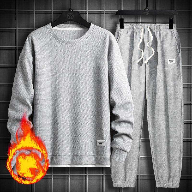 "Men's Trendy Waffle-Knit Sweatsuit Set Relaxed Fit (15 Color Combos) – 100% Polyester M-3XL"_voghion.com