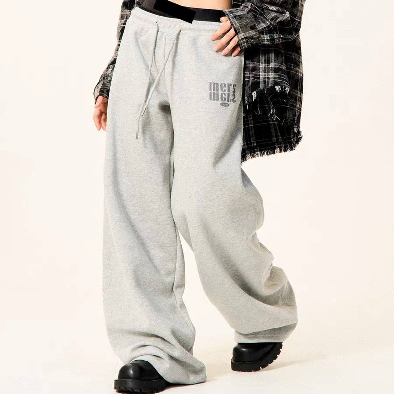 Retro-Hip-Hop-Streetwear-Jogginghose für Männer und Frauen – Jogginghose mit hoher Taille und lockerer Passform und geradem Bein und tief angesetzten Bündchen_voghion.com