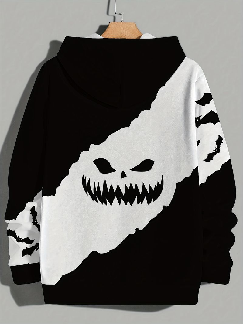 Fashionable And Casual Men's Printed Hoodie With No Pocket Design For Outdoor Autumn And Winter Clothing_voghion.com