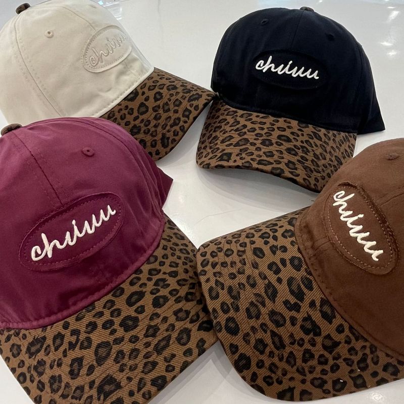 Fashion Leopard Print Brim Patchwork Baseball Unisex Summer Korean Version Trendy Brand Letter Embroidery Duckbill Cap_voghion.com