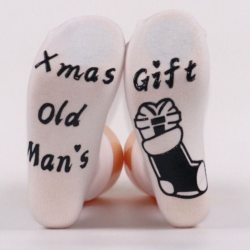 Julstrumpor för män och kvinnor med monogram, halkfria golvstrumpor i mitten av röret_voghion.com