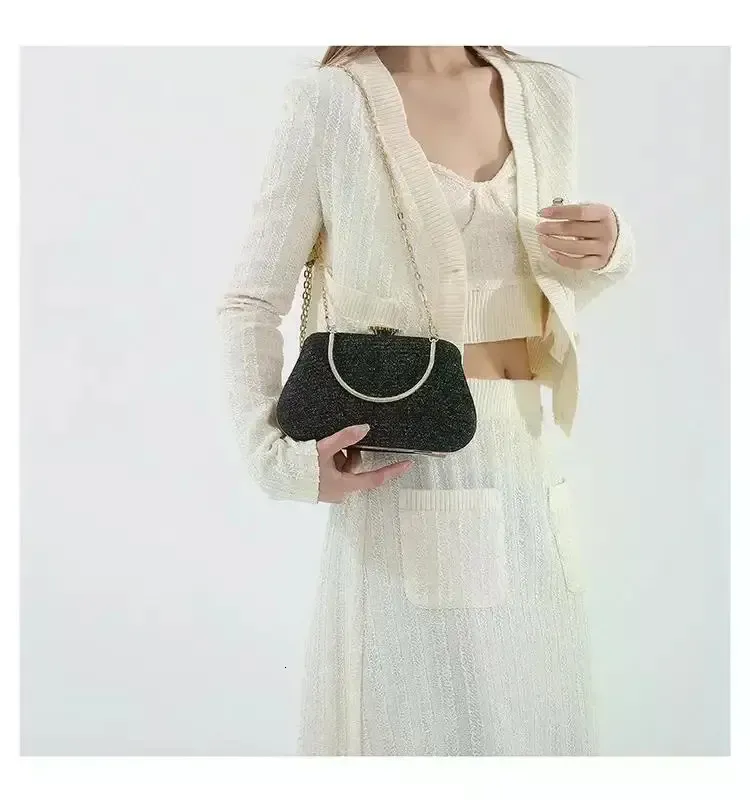 Borsa a tracolla con catena, pochette da donna, borsa da sera, festa, banchetto, glitter, per signore, matrimonio, 250529l_voghion.com