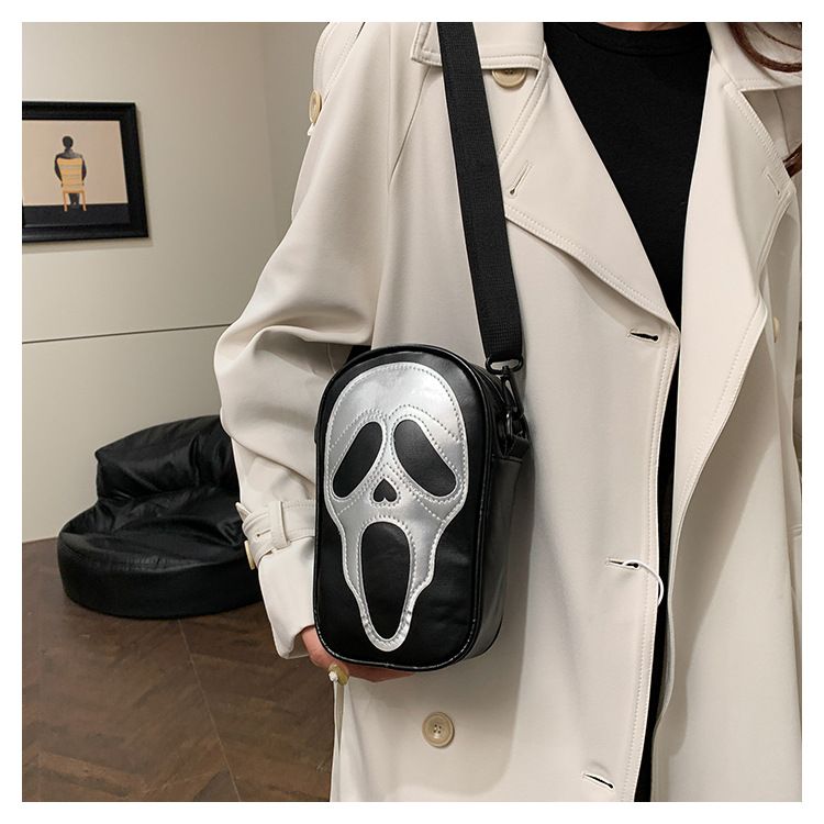 Funny Skull Crossbody Bag For Women - Gothic Halloween PU Shoulder Purse With Phone Pocket & Zipper Closure (Multiple Colors)_voghion.com