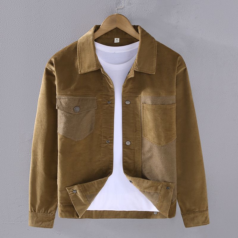 Giacca in velluto a coste da uomo, autunno, risvolto, a righe, casual, da lavoro, giacca alla moda da uomo, capospalla_voghion.com