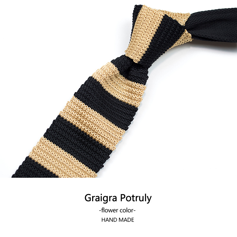 Cravatta da uomo in maglia, stile giapponese, a righe ultra-strette, color caffè coreano, larghezza 6 cm, garanzia di 7 giorni_voghion.com