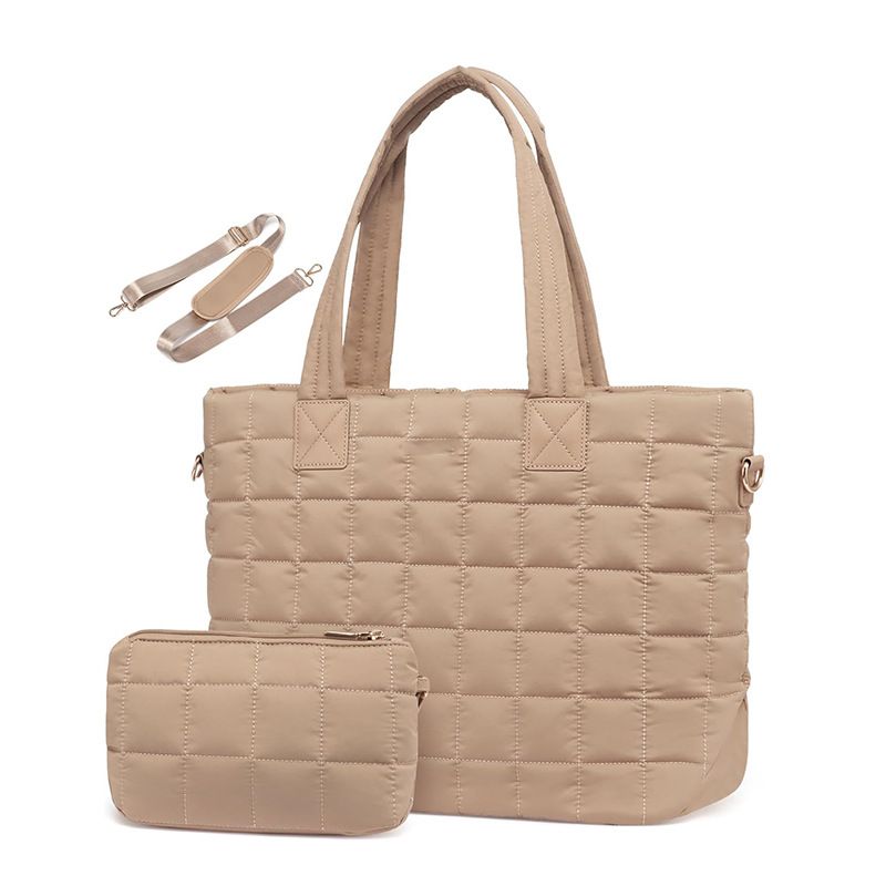 Bolsa feminina para laptop, bolsa acolchoada com zíper, bolsa de trabalho fofa_voghion.com