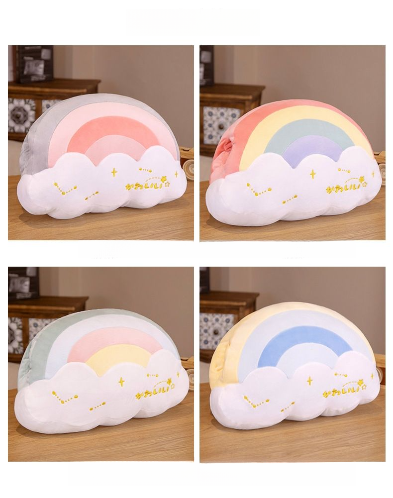 Trendy New Rainbow Warm Cute Star Moon Dual-Use Nap Pillow Handwärmer Plüschkissen Geschenk_voghion.com
