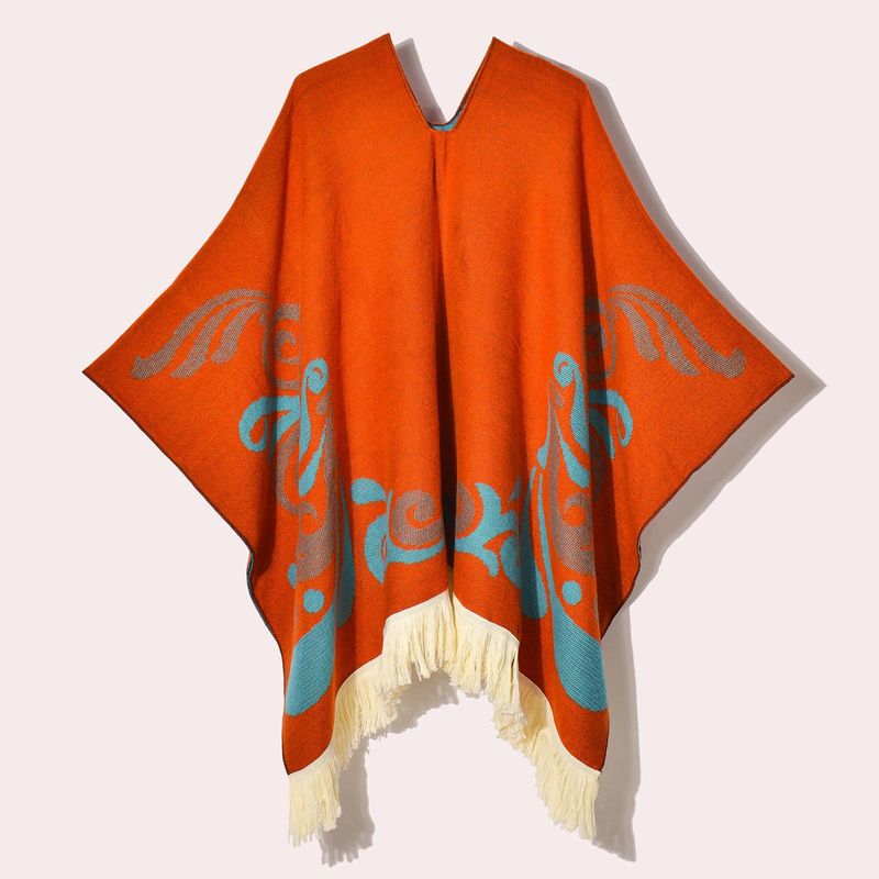 Xinjiang Tibet Nepal Reiseschal für Damen im ethnischen Stil, Fransenpullover, warmer Jacquard-Umhang für den Außenbereich_voghion.com