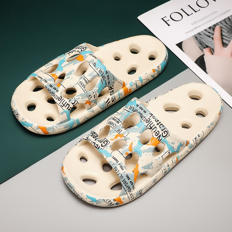 Pantofola da uomo con suola spessa, estiva, da spiaggia, per bagno, antiscivolo, sandali morbidi, semplicità, scarpa da lettera ultraleggera_voghion.com