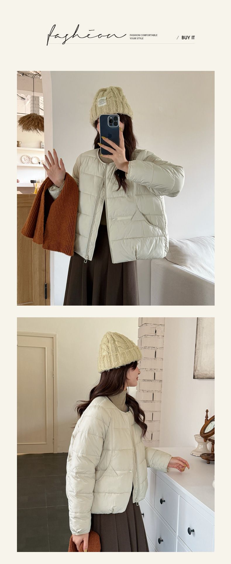 Vestiti invernali alla moda con scollo rotondo e imbottitura in cotone per tenerti al caldo, leggeri e corti, vestiti imbottiti in cotone per le donne_voghion.com
