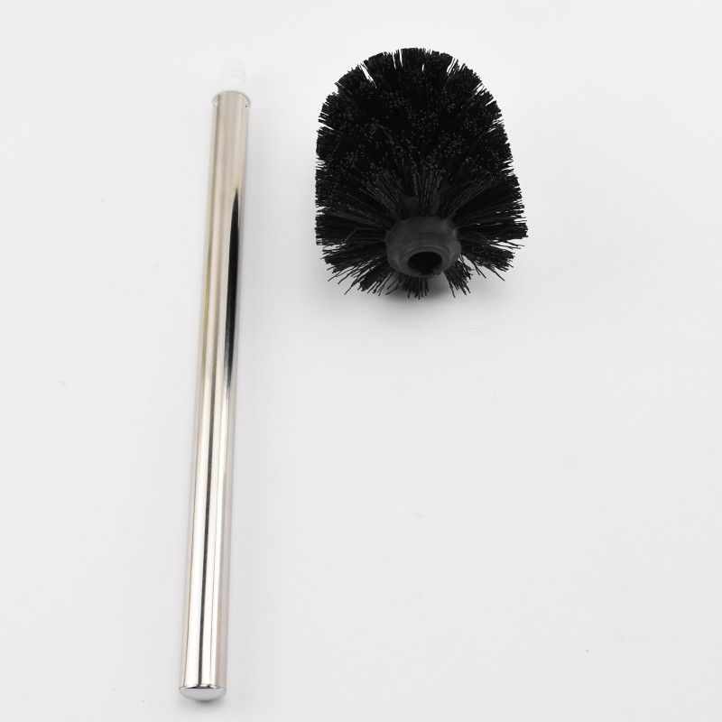 Scopino per WC nero e manico in acciaio inox, scopino per WC con setole ad alta densità per bagno, orinatoio corto, nero_voghion.com
