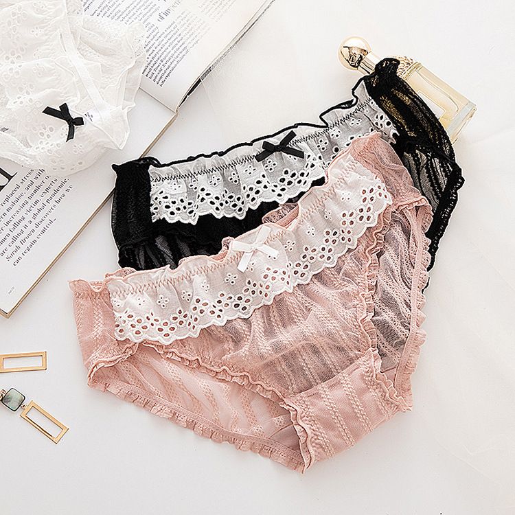 Intimo Slip da giorno sexy trasparente per ragazze, mutandine in pizzo ricamato_voghion.com