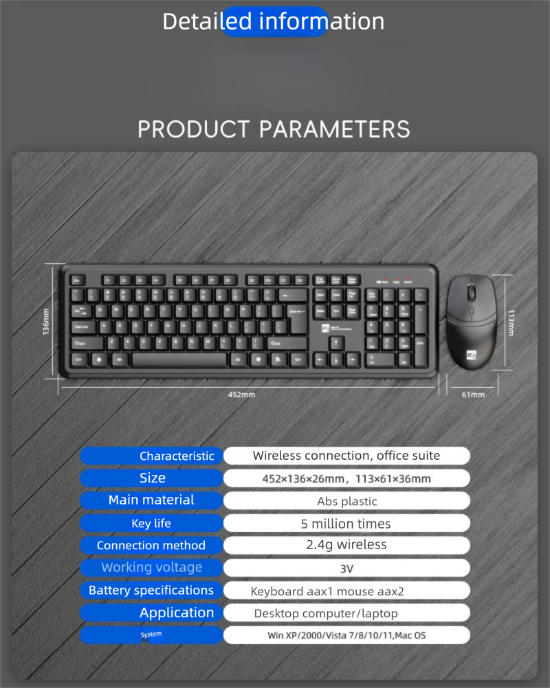 Marke R8-1920 Wireless Set USB Business Office Home Computer Laptop Tastatur Maus_voghion.com