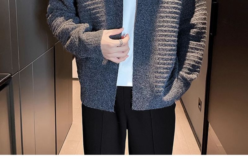 Herren-Strickjacke in Übergröße, leicht, mit V-Ausschnitt, offener Vorderseite, Pullovermantel für Business- und Freizeitkleidung_voghion.com