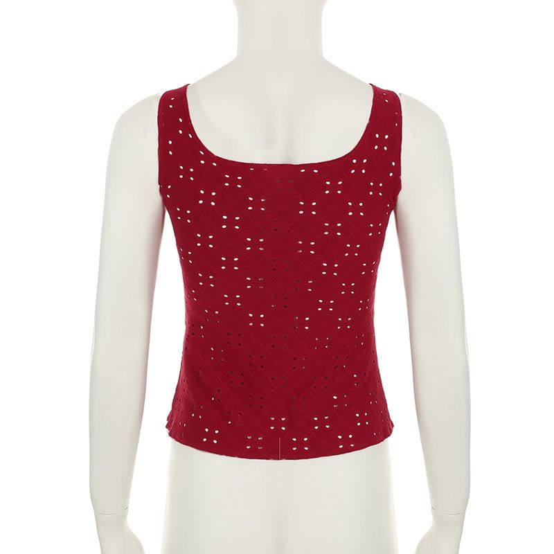Damenbekleidung INS Style Hohltextur Kordelzug Schleife Hosenträger Hot Girl Sexy V-Ausschnitt Abnehmen Weste_voghion.com