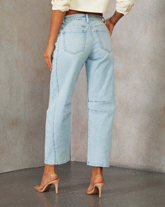 Jeans décontractés amples taille moyenne coupe droite délavés pour femmes Commerce extérieur transfrontalier JEANS européens et américains_voghion.com