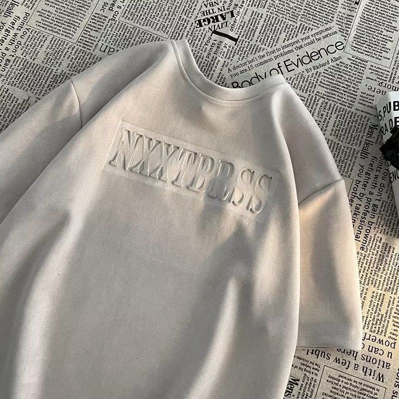 Maglietta a maniche corte per ragazzi, semplice temperamento estivo alla moda per uomo, scollo rotondo standard, marchio artistico e alla moda_voghion.com