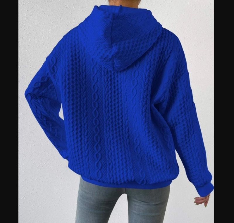 Sudadera texturizada para mujer: sudadera de punto de crochet extragrande (S-5XL, 6 colores)_voghion.com