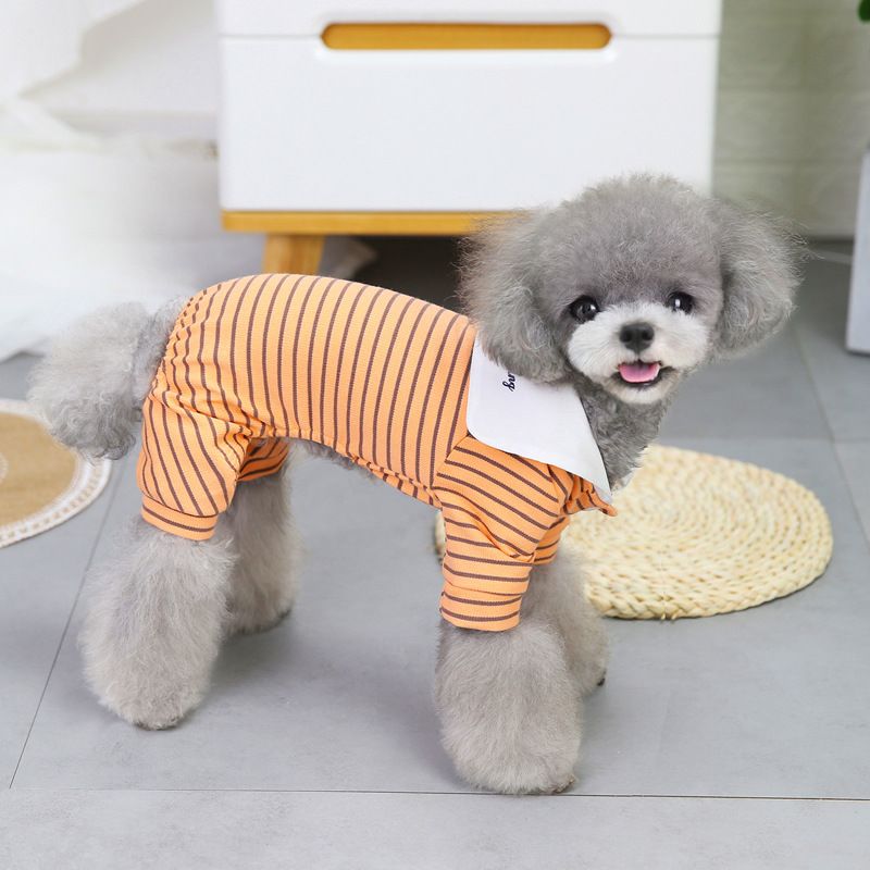 Haustier Hund Herbst und Winter Teddy Haustiere, vierbeinige Hoodies, Wollkleidung, 21 gestreifte Hauskleidung_voghion.com