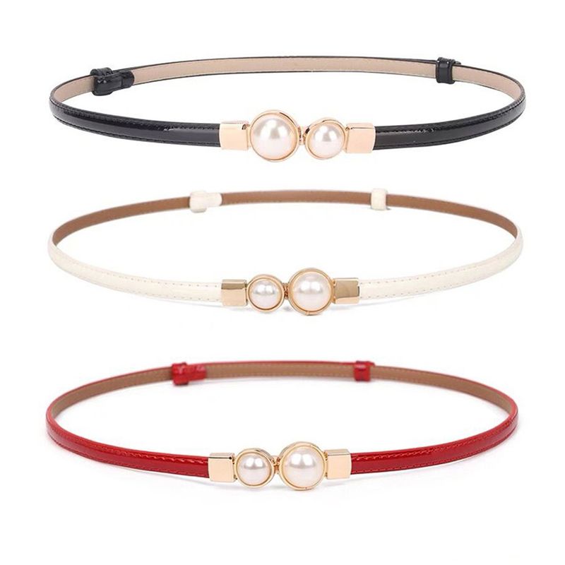 Cintura sottile in pelle verniciata di alta qualità con design di nicchia, versatile per abiti e completi da donna_voghion.com