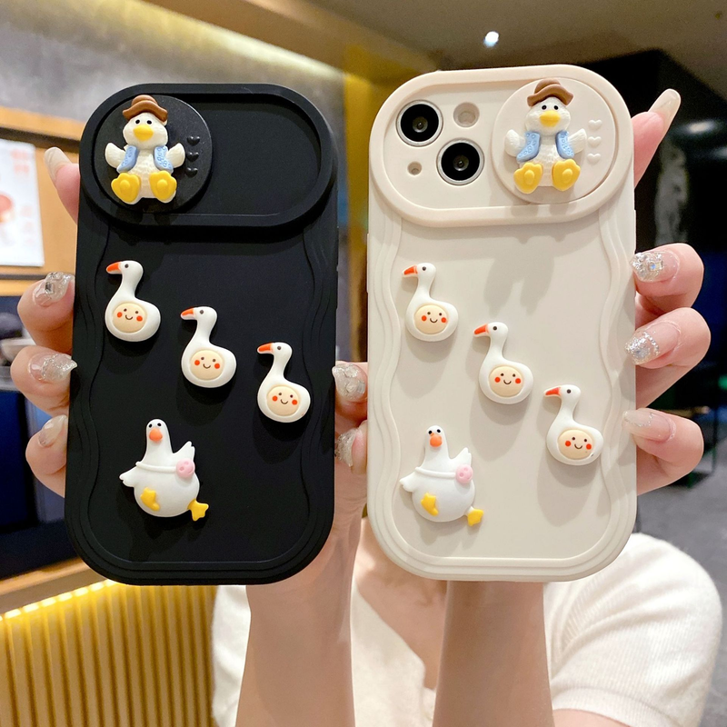 Wave Compatible With IPhone 15 Pro Phone Sliding Window DIY Duck Soft 16 Protective Case 13 XR_voghion.com