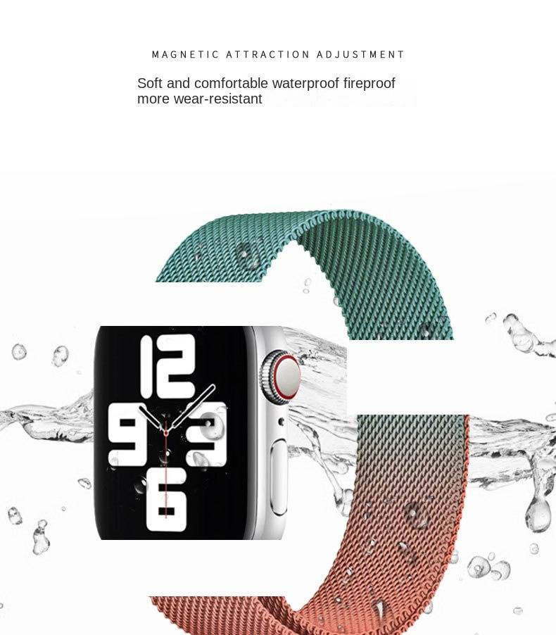A-apple watchapple watch Milanese iwatch1-9 nesil SE paslanmaz çelik manyetik degrade renkli tokalı kayış için uygundur_voghion.com