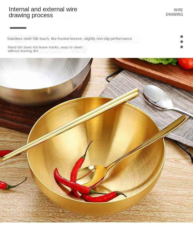 Μπολ για κρύα noodles από ανοξείδωτο ατσάλι - Κομψό χρυσό μπολ ανάμειξης για ρύζι, λαχανικά και φρουτοσαλάτα - Ευέλικτο σετ σερβιρίσματος_voghion.com
