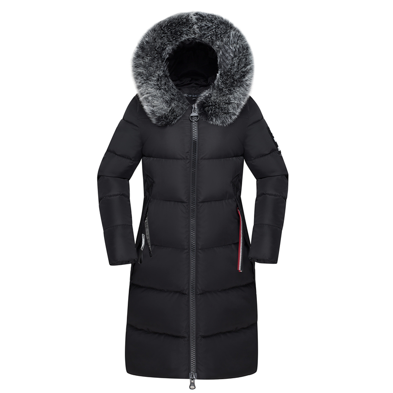 Women's Clothing Color Big Hair Collar Long Cotton-Padded Jacket Fashion Slim Cotton-Padded Jacket_voghion.com