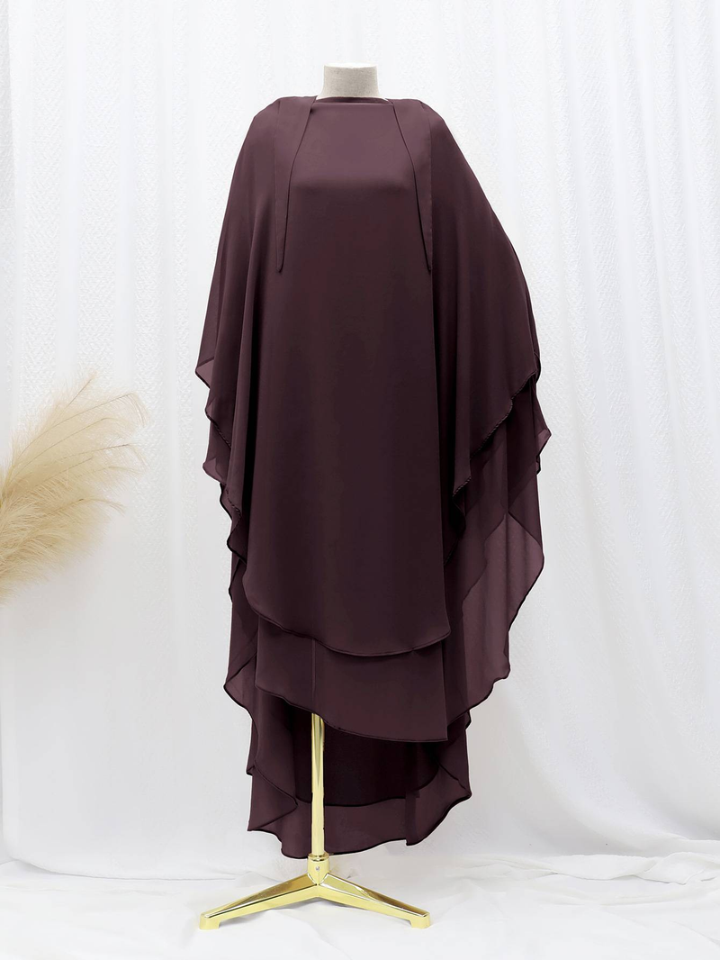 Women's Hijab solid color front and back double layer chiffon large swing headscarf solid color large headscarf_voghion.com
