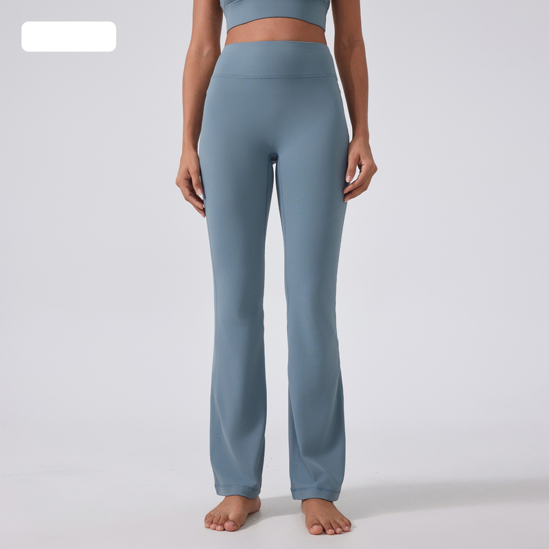 Damenbekleidung Yogahose mit hoher Taille und Hüftlifting, keine peinlichen Linien, Sporthose mit weitem Bein, hautfarben, Stretch-Fitness-Yoga-Kleidung_voghion.com