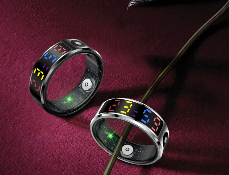 R12 Smart Ring con schermo a colori, anello sano, monitoraggio del sonno, frequenza cardiaca, ossigeno nel sangue, Bluetooth_voghion.com