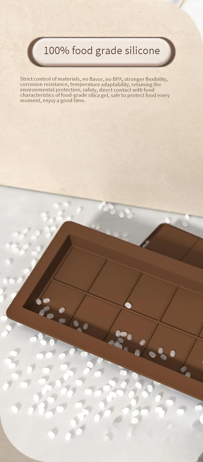 6-Cavity Rectangle Chocolate Mold - Food Grade Silicone Baking Tray For DIY Desserts_voghion.com