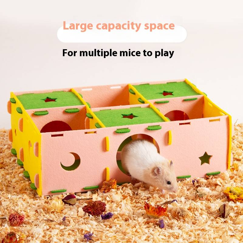 Wool Felt Hamster Hideout Maze,Hamster Cage Accessories,Guinea Pig Hides,Habitat Decor,Machine Wash,No Falling Risk_voghion.com