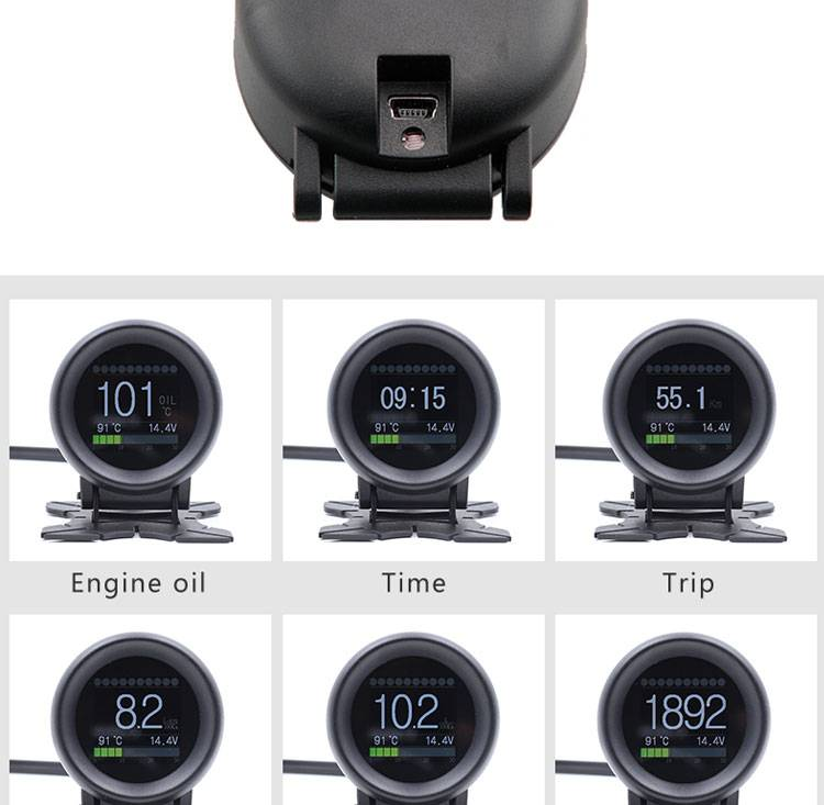 Araba OBD HUD Çok Fonksiyonlu Dijital Metre Alarm Hız Su Sıcaklık Göstergesi Arıza Testi_voghion.com
