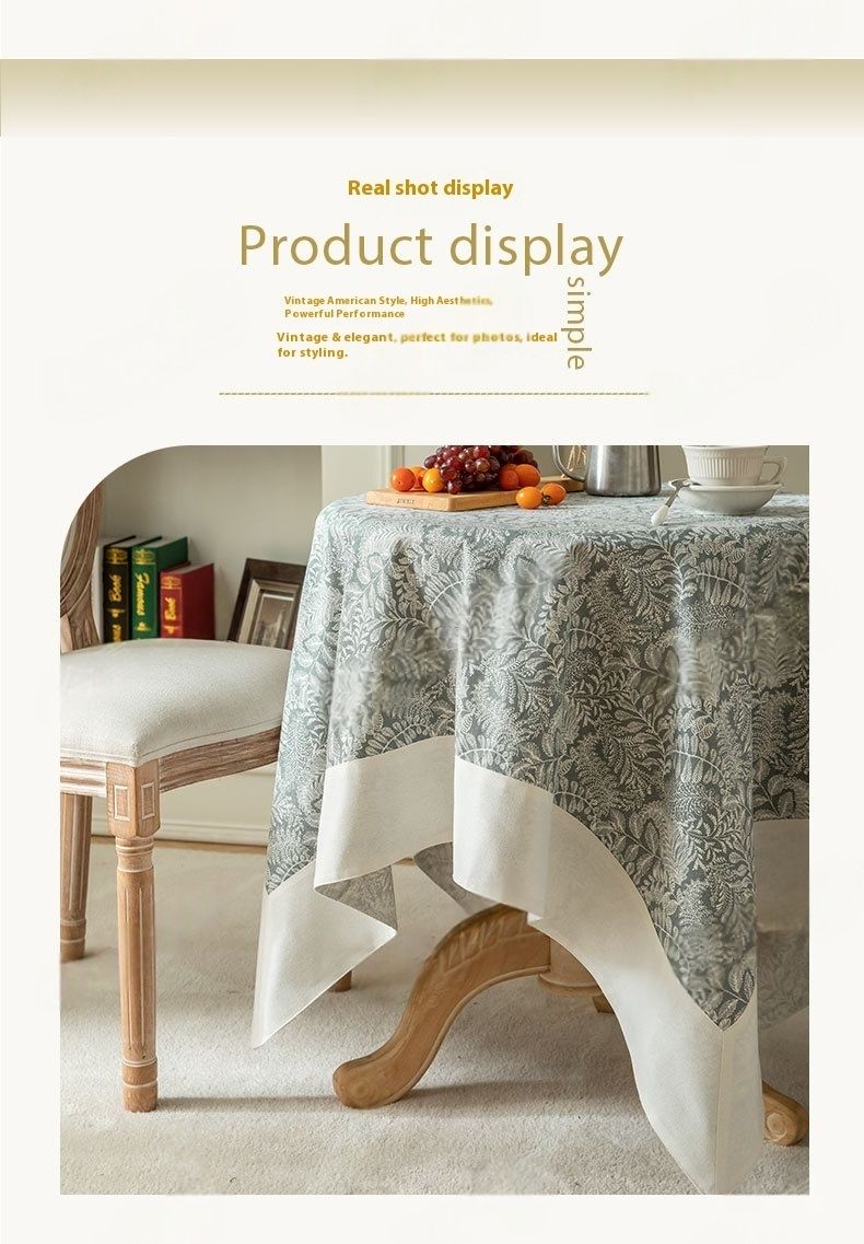 Toalha de mesa de poliéster – Capa de mesa quadrada vintage para café e jantar (140x140 cm, lavável, bege claro e cinza, à prova de poeira)_voghion.com