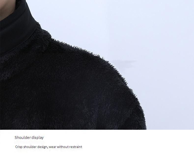 Giacca in pile foderata in sherpa da 400 g – Cappotto invernale con cerniera, vestibilità oversize coreana, collo alto antivento (M-XXXXL, nero/verde militare/caramello)_voghion.com