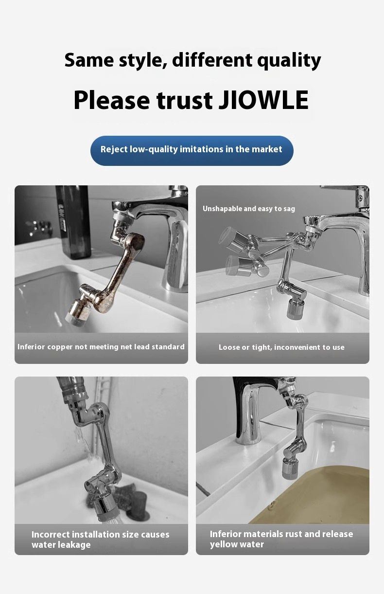360° drehbarer Wasserhahn-Verlängerungsarm – verstellbarer Schwenkadapter aus Zinklegierung/Kupfer mit Spritzschutz-Design, universell passend für moderne Spülbecken_voghion.com